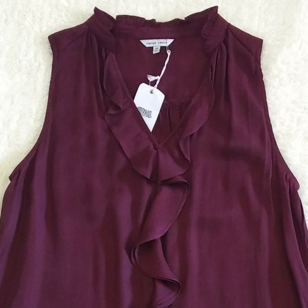 Naked Zebra🦓 Ruffle Detail Top Size M - NWT - Picture 3 of 6